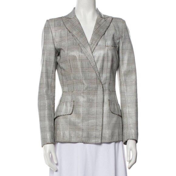 Dolce & Gabbana Houndstooth Prince of Wales Check Leather Suit Blazer & Pants - Picture 1 of 13